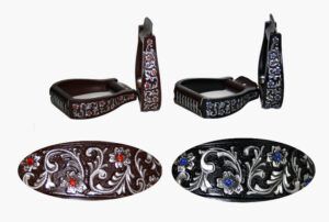 Alu Stirrup Red or Blue Diamonds