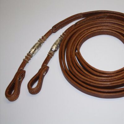 EE Tack Harness Silver Pipe  and Rawhide Reins