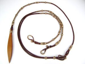 Romal Reins Rawhide Brown with Natural Completing & Brown Waves