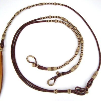 Romal Reins Rawhide Brown with Natural Completing & Brown Waves