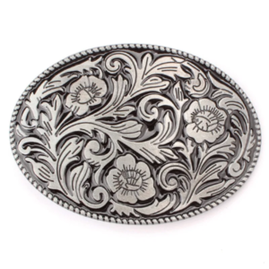 AE Belt Buckle Ovaal Flower Zilver Grijs